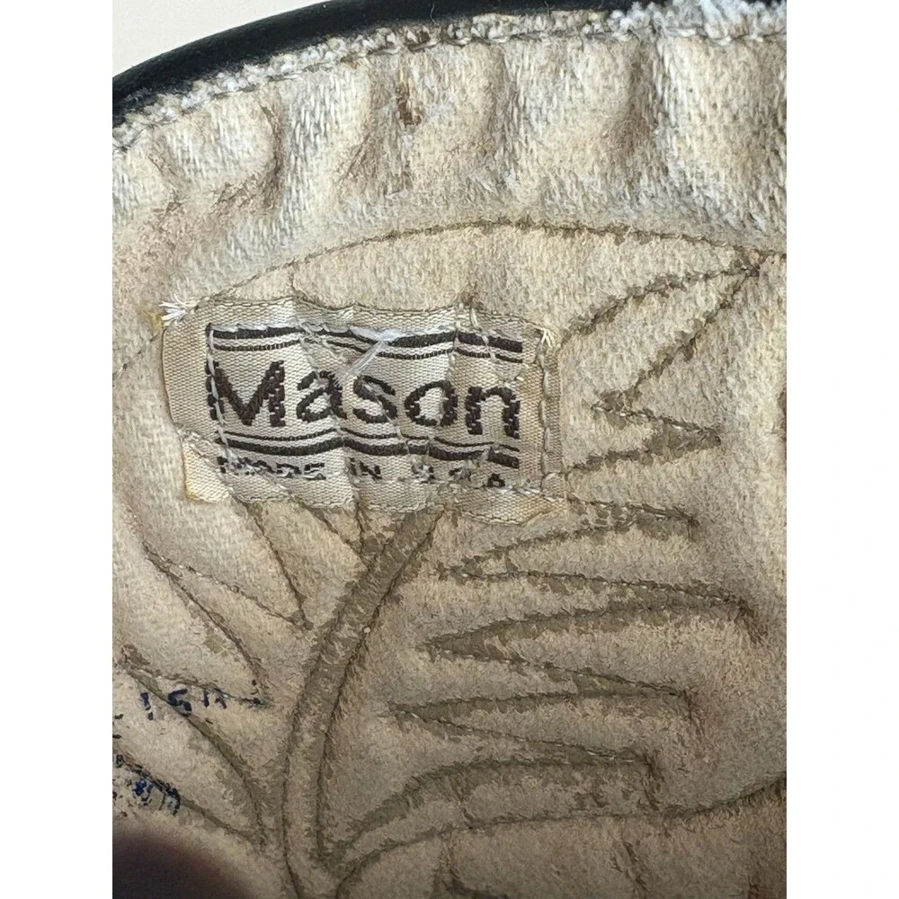 Vintage Mason Western Boots Mens 10.5D Black Cherry Leather Cowboy USA Americana